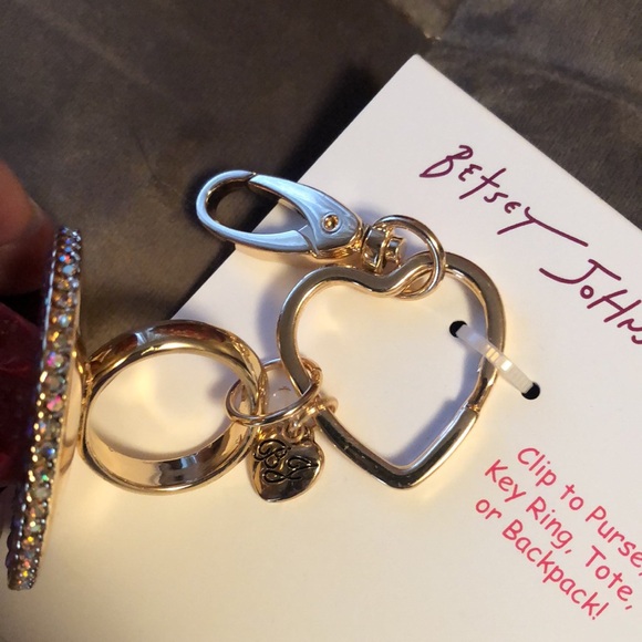New Tik Tok Betsey Johnson Pink Jeweled Handbag Charm/Key Chain/Final Price - Picture 12 of 17